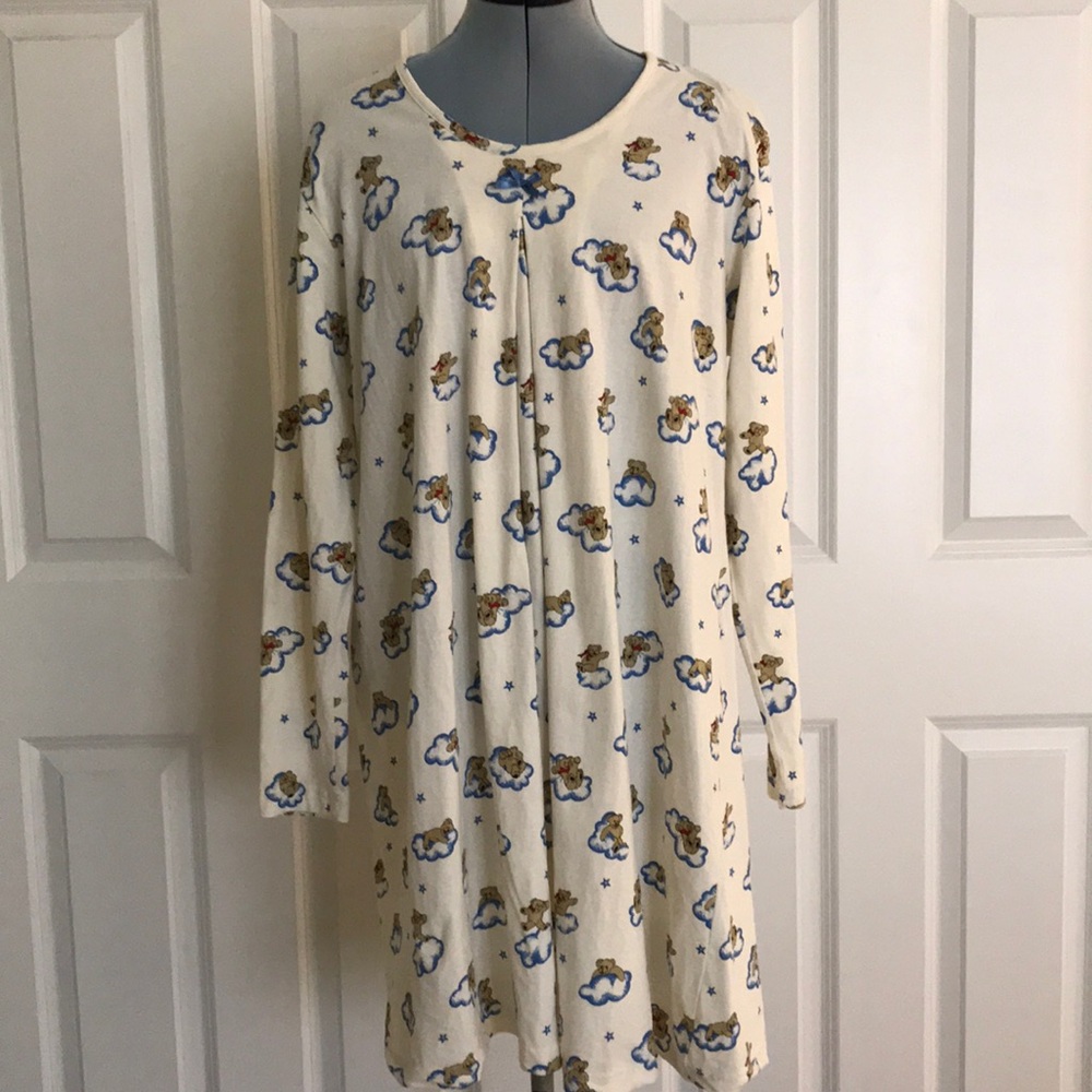 Motherhood Maternity Teddy Bears on Clouds Print Long Sleeve Nightgown S…